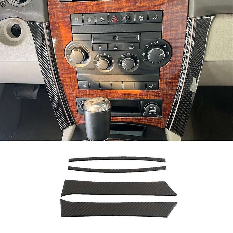 for Commander 2006-2010 Carbon Fiber Car Center Console Navigation Side Strips Trim Sticker Accessor