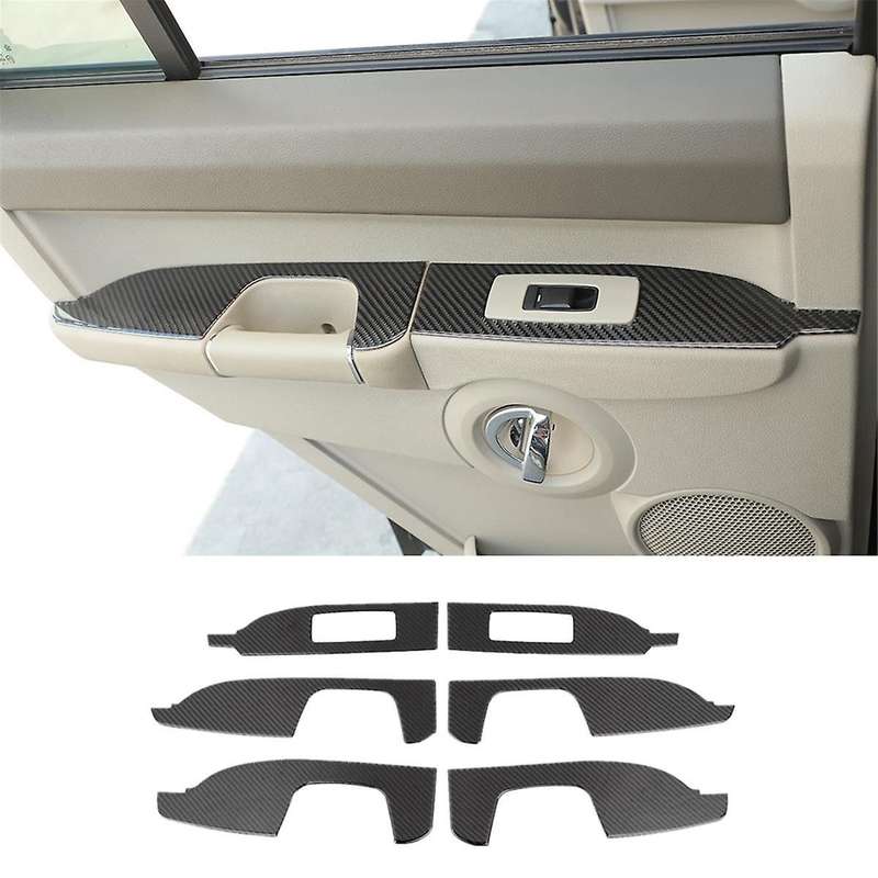 for Commander 2006-2010 Carbon Fiber Car Door Armrest Panel Cover Trim Sticker Accessories