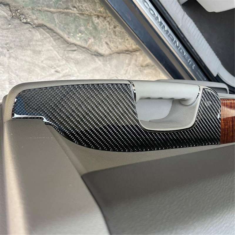 for Commander 2006-2010 Carbon Fiber Car Door Armrest Panel Cover Trim Sticker Accessories