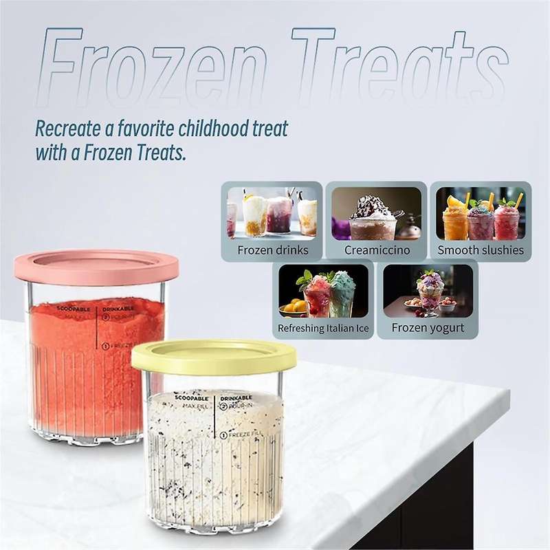 for Creami Deluxe 11-In-1 XL Family Size NC500/NC501 Pints 24 Oz - Dishwasher Safe, , Leak Proof 2 P