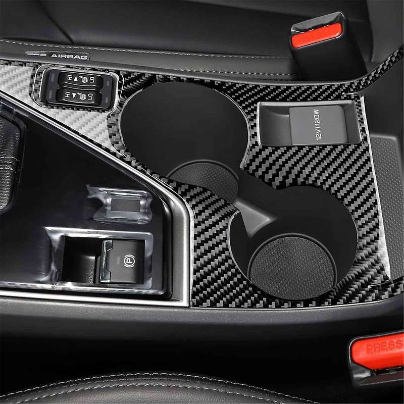 for Crosstrek 2022-2024 LHD Soft Carbon Fiber Car Center Console Cup Holder Panel Cover Trim Accesso