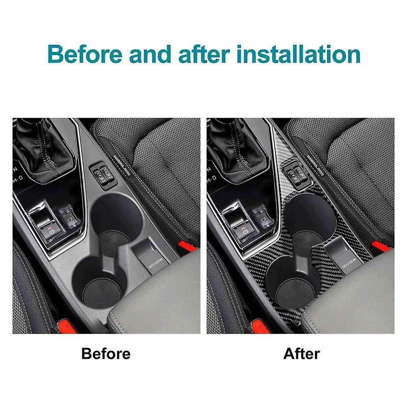 for Crosstrek 2022-2024 LHD Soft Carbon Fiber Car Center Console Cup Holder Panel Cover Trim Accesso