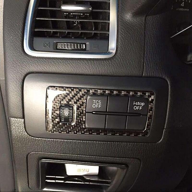 for CX5 -5 2015 2016 Carbon Fiber Headlight Adjustment Switch Cover Trim Decor Car Accessories,with