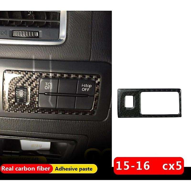 for CX5 -5 2015 2016 Carbon Fiber Headlight Adjustment Switch Cover Trim Decor Car Accessories,with