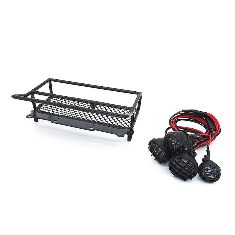 for D12 1/10 RC Car Drift Truck Upgrade Parts Metal Luggage Carrier Tray Roof Rack with LED Light Ac