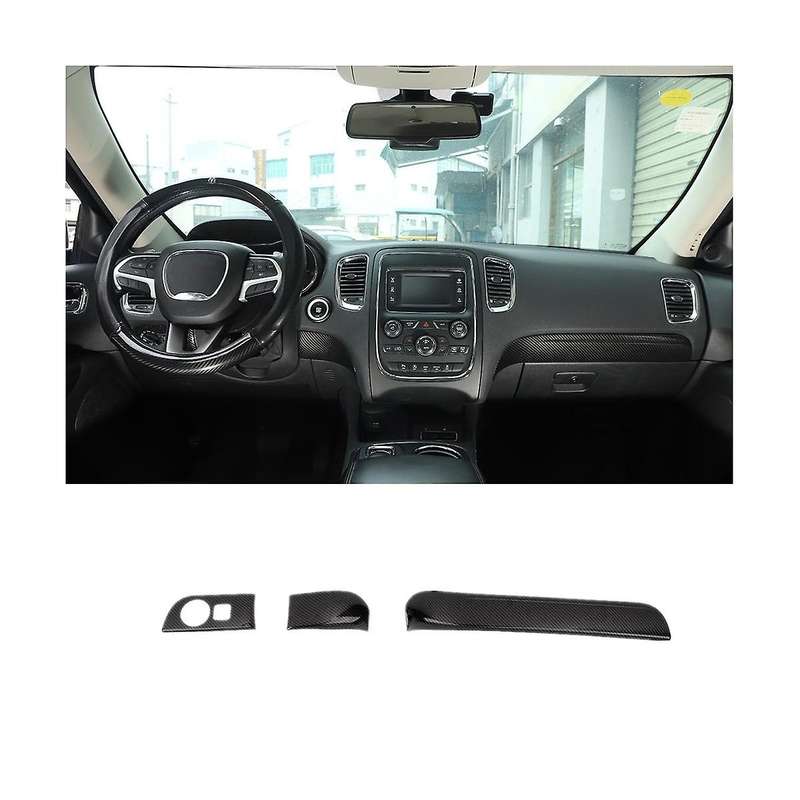 for Durango 2011-2020 Abs Carbon Fiber Dashboard Panel Cover & Headlight Switch Button Panel Trim -