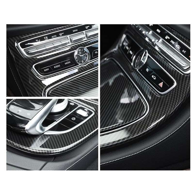 for E Class E200l E300l 16-20 Car Center Console Cup Holder Gear Panel Frame Cover Inner Trim Sticke