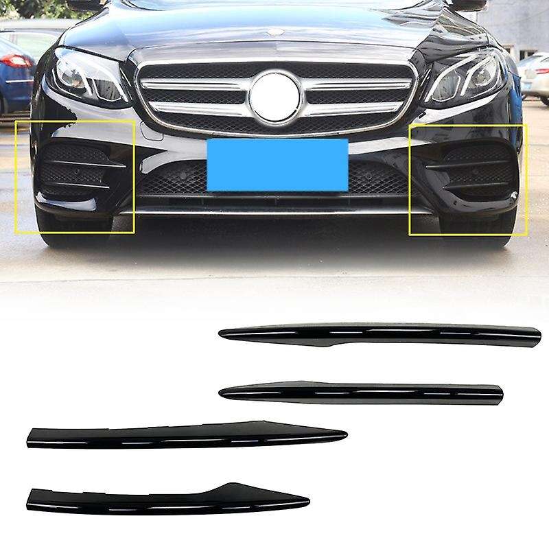 for E Class W213 E260 E53 2021 Bright Black Front Fog Light Decoration Strips Cover Trim Bumper Gril