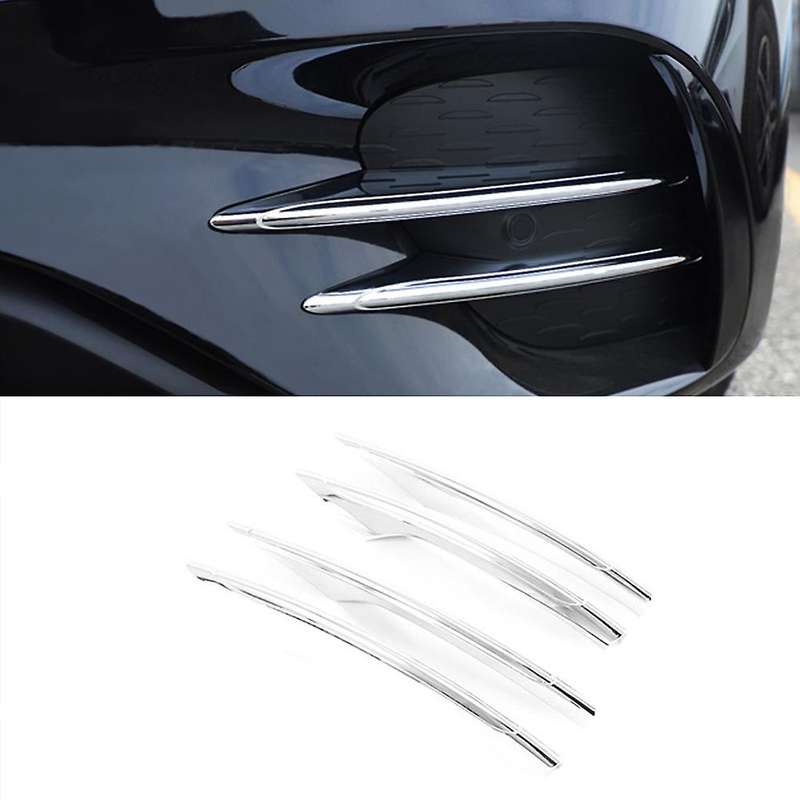 for E Class W213 2021 Chrome ABS Front Fog Light Decoration Strips Cover Trim Bumper Grille Trim