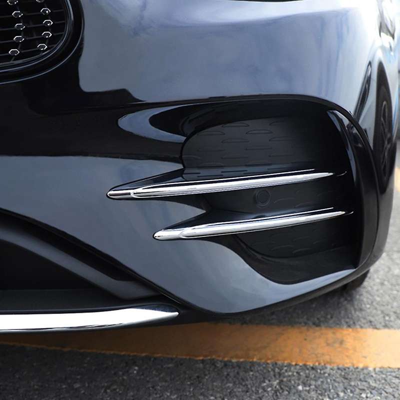 for E Class W213 2021 Black ABS Front Fog Light Decoration Strips Cover Trim Bumper Grille Trim