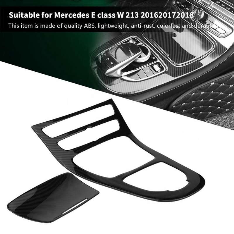 for E Class W213 2016 2017 2018 Carbon Fiber Center Control Gear Shift Panel Decorative Trim Cover