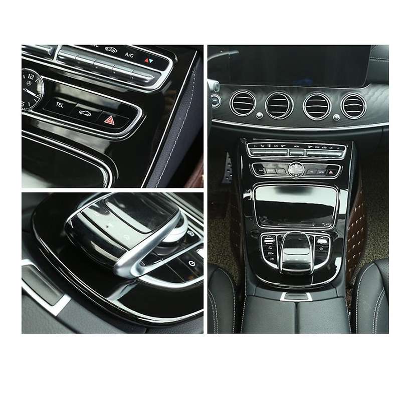 for E Class E200l E300l 16-20 Car Center Console Cup Holder Gear Panel Frame Cover Inner Trim Sticke