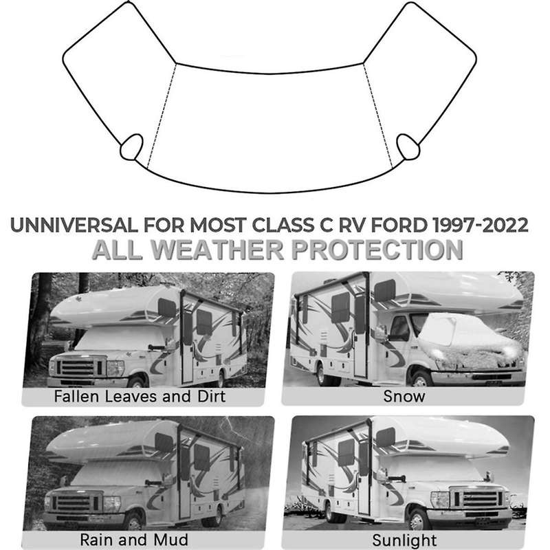 for E450 1997-2022 Motorhome Caravan Windshield Snow Cover Front Window Sun Shade