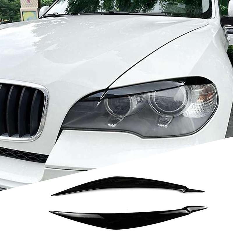 for E71 X6 2008-2015 E70 X5m 2006-2013 Car Gloss Black Headlights Eyebrow Eyelid Trim Cover Sticker