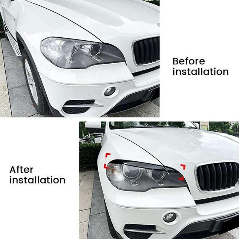 for E71 X6 2008-2015 E70 X5m 2006-2013 Car Gloss Black Headlights Eyebrow Eyelid Trim Cover Sticker