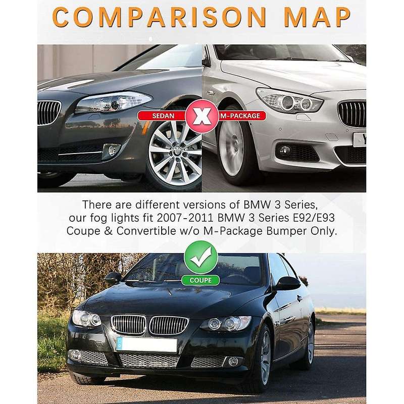 FOR E92 E93 3 SERIES 2DR 2007-2011 RIGHT FRONT SIDE BUMPER BLACK FOG LIGHTS CLEAR LENS LAMP 63176937