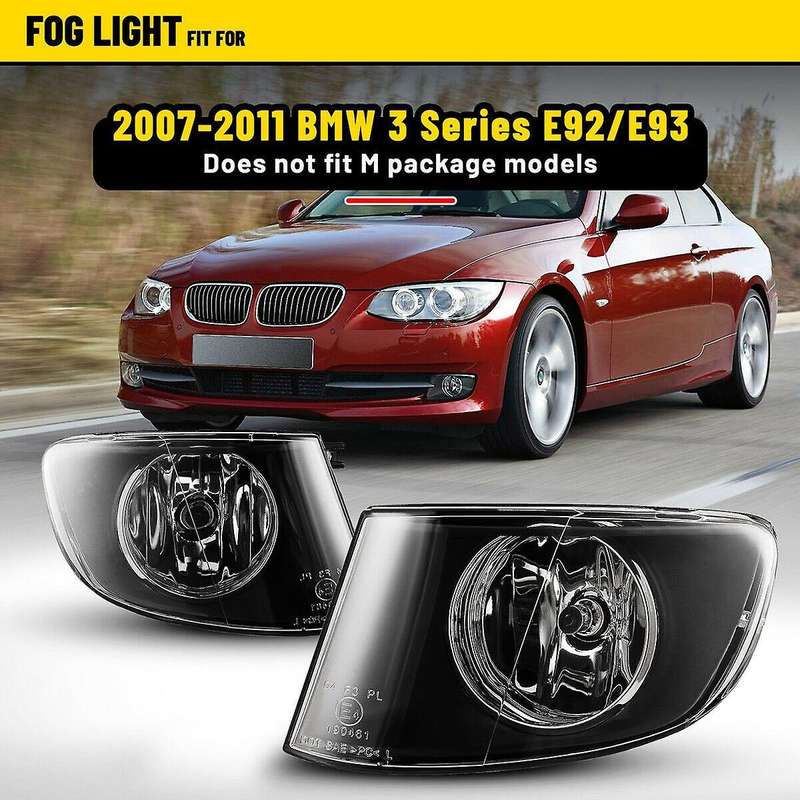 FOR- E92 E93 3 SERIES 2DR 2007-2011 LEFT FRONT SIDE BUMPER BLACK FOG LIGHTS CLEAR LENS LAMP 63176937