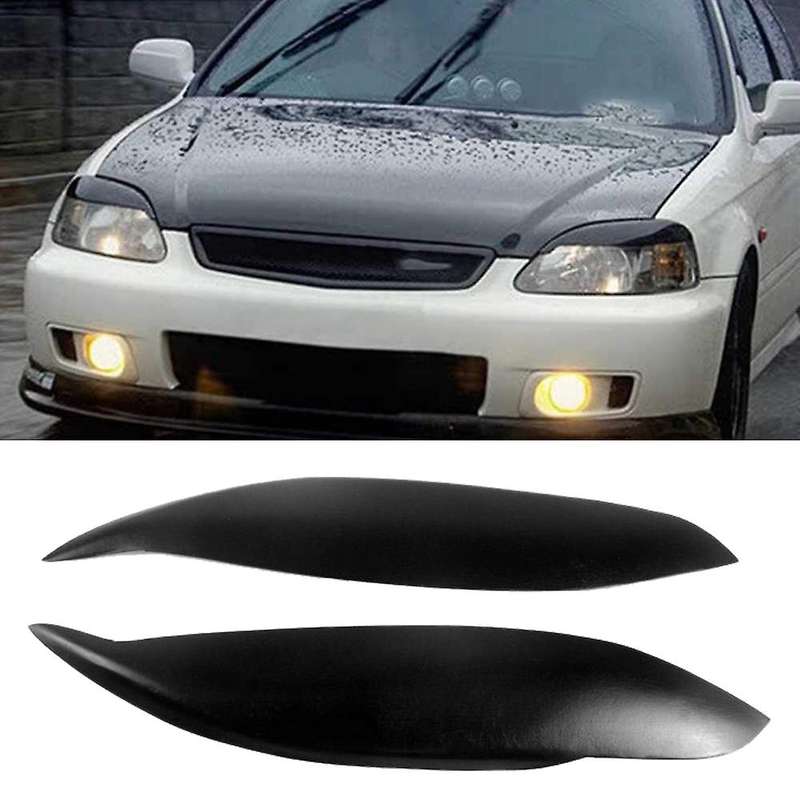 for EK9 1999-2000 Glossy Black Car Sticker Front Headlights Eyebrow Eyelid Trim Cover Accessories