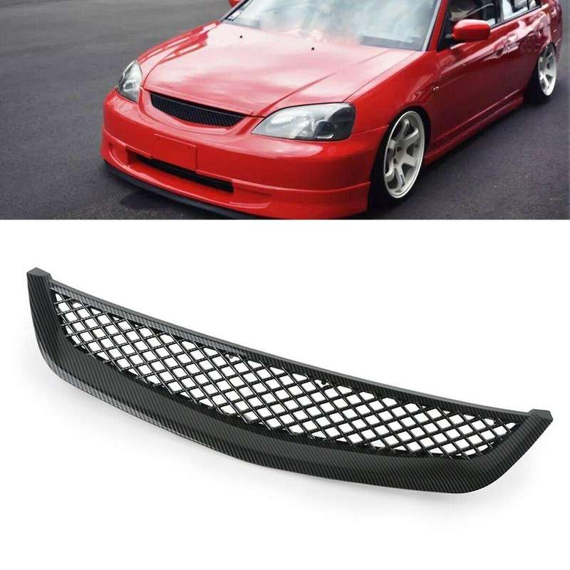 for EM2 ES1 JDM Carbon Fiber Front Bumper Hood Mesh Grille Grill