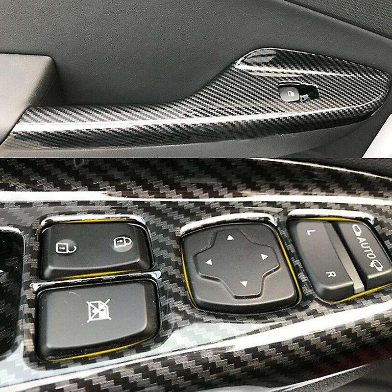 for Encino 2018-2021 Carbon Fiber Window Lift Switch Button Panel Cover Interior Door Armrest Trim