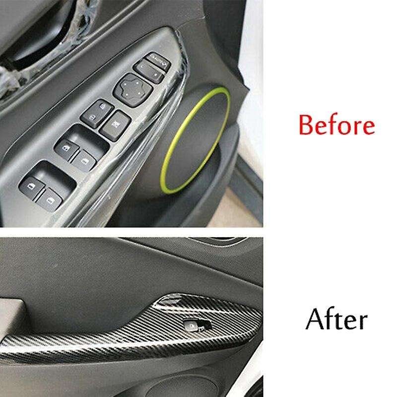 for Encino 2018-2021 Carbon Fiber Window Lift Switch Button Panel Cover Interior Door Armrest Trim