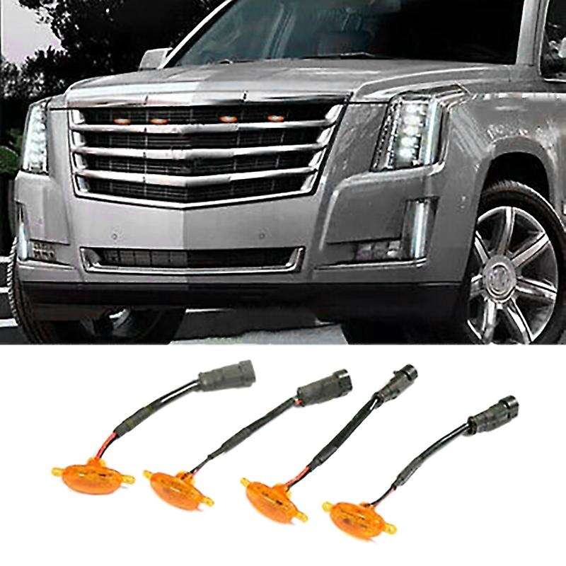 for Escalade 2012-2015 4Pcs Yellow Grille LED Light Style Grille Trim Car Stlying Car Accessories