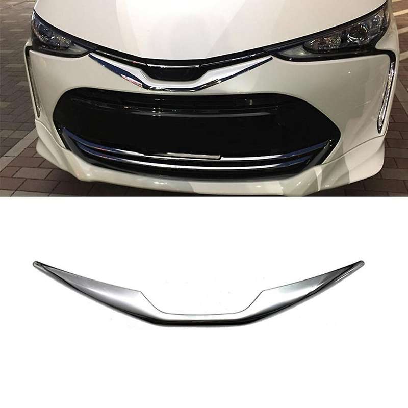 for Estima Chrome Silver Front Bumper Logo Mesh Center Grille Grill Moulding Strips Cover Trim