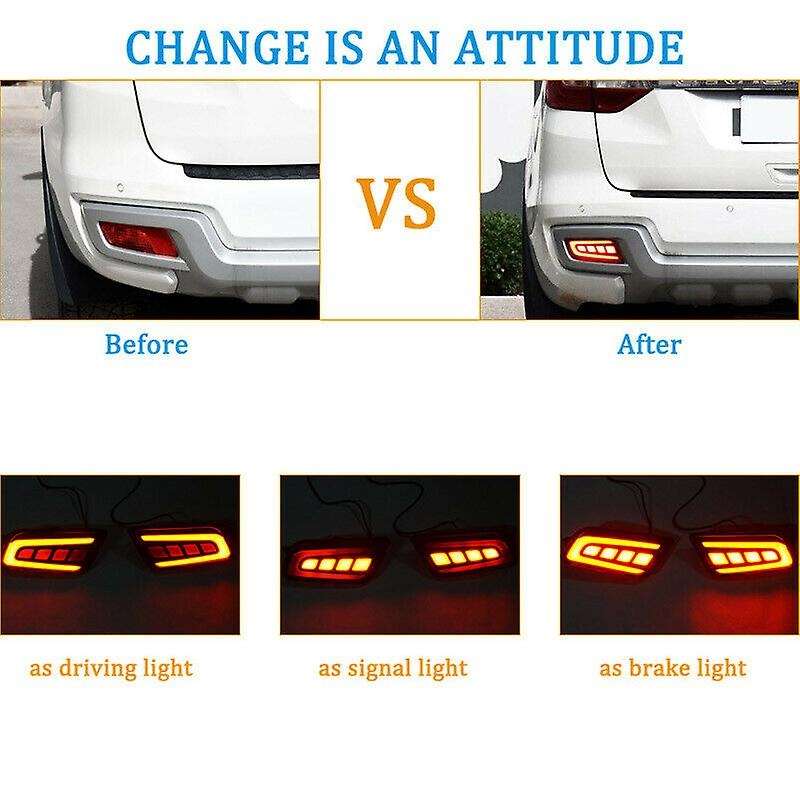 for Everest 2016 - 2018 with 2 Function Rear Bumper Reflector Red LED Foglight/Brake Tail Lights wit