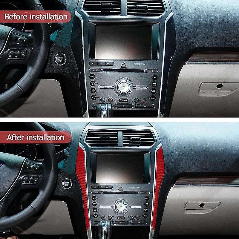 for Explorer 2013 2014 2015 2016 2017 2018 Carbon Fiber Center Console Side Strips Trim Cover Sticke