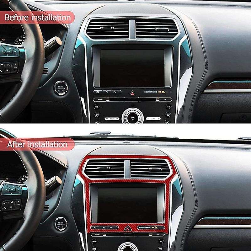 for Explorer 2013 2014 2015 2016 2017 2018 Carbon Fiber Center Console GPS Navigation Panel Cover Tr