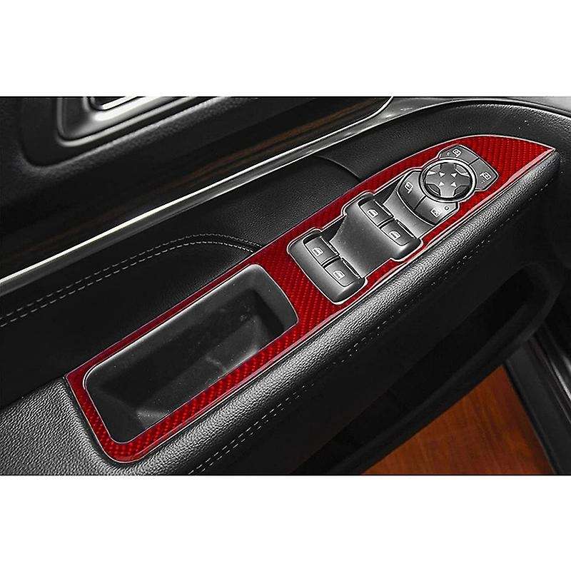 for Explorer 2016 2017 2018 2019 Carbon Fiber Car Door Window Control Switch Frame Panel Cover Trim