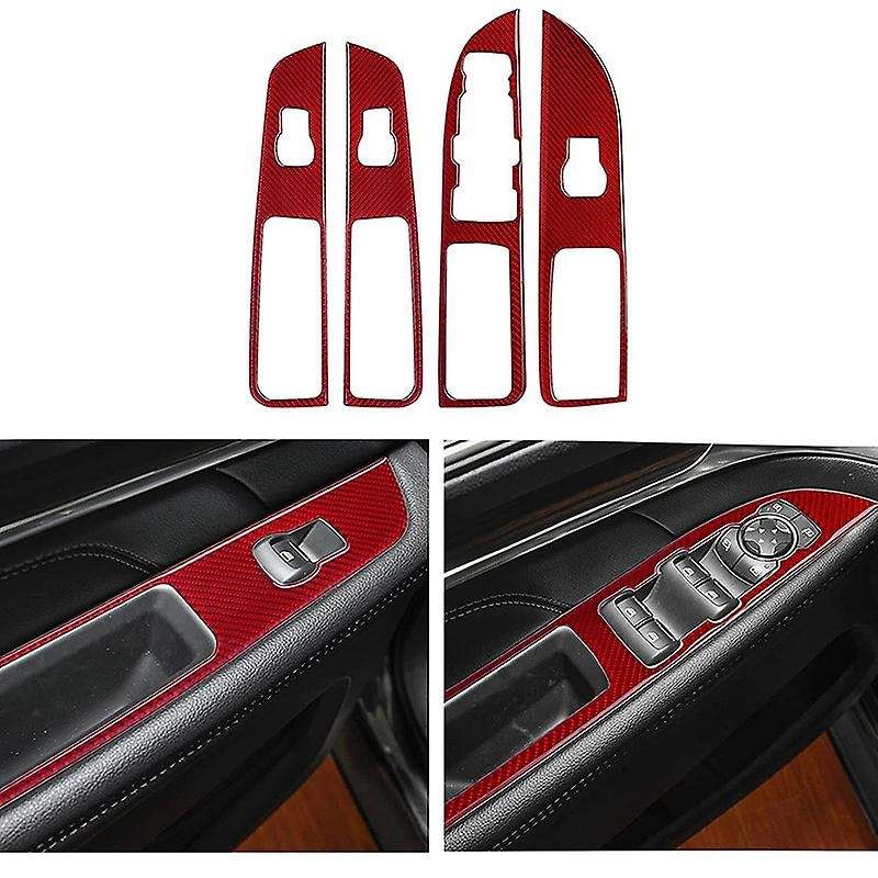 for Explorer 2016 2017 2018 2019 Carbon Fiber Car Door Window Control Switch Frame Panel Cover Trim