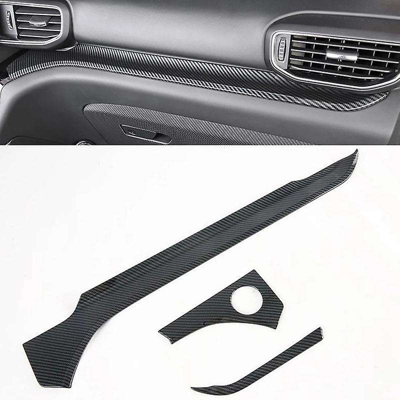 for Explorer 2020 3PCS Carbon Fiber ABS Car Dashboard Trim Console Panel Molding Cover