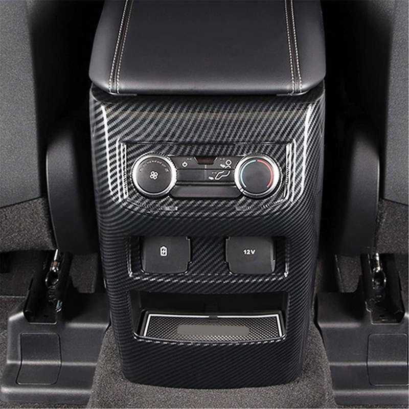 for Explorer 2020 Rear Air Condition Outlet Vent Knob USB Panel Frame Cover Trim Carbon Fiber Car Ac