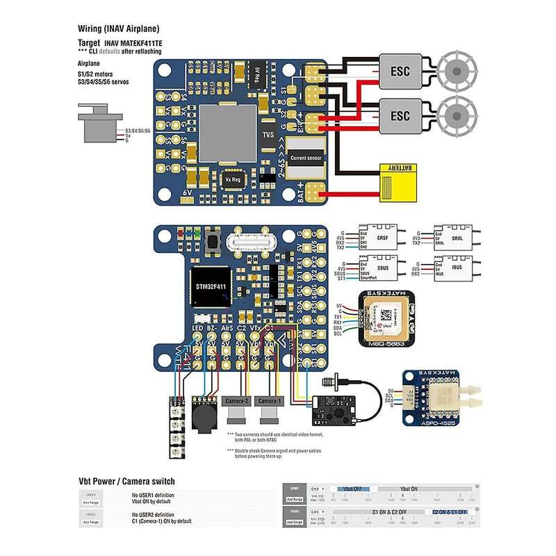 for F411-WTE Flight Control with OSD/Racing FPV Quadcopter Flight Control Supports 2S-6S/BMI270 Sens