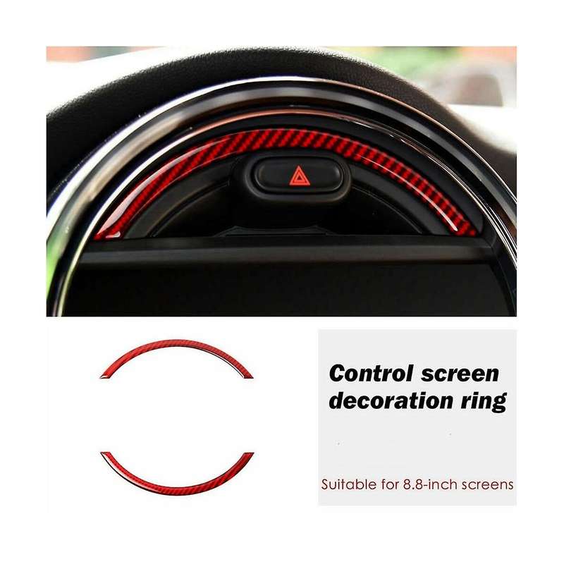 for F55 F56 2014- Console Navigation Screen Frame Trim Red Real Carbon Fiber
