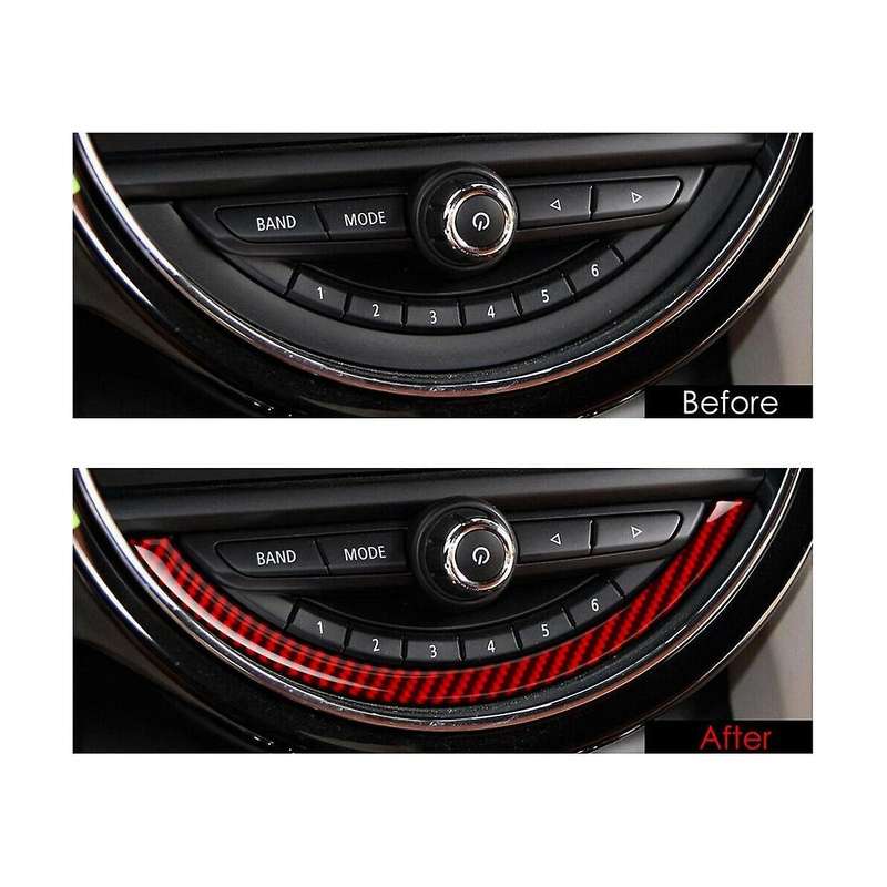 for F55 F56 2014- Console Navigation Screen Frame Trim Red Real Carbon Fiber