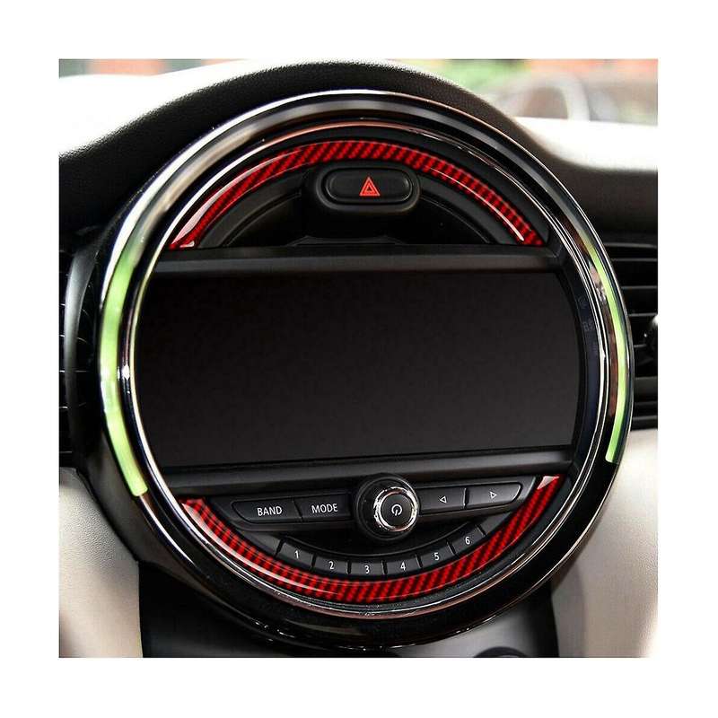 for F55 F56 2014- Console Navigation Screen Frame Trim Red Real Carbon Fiber