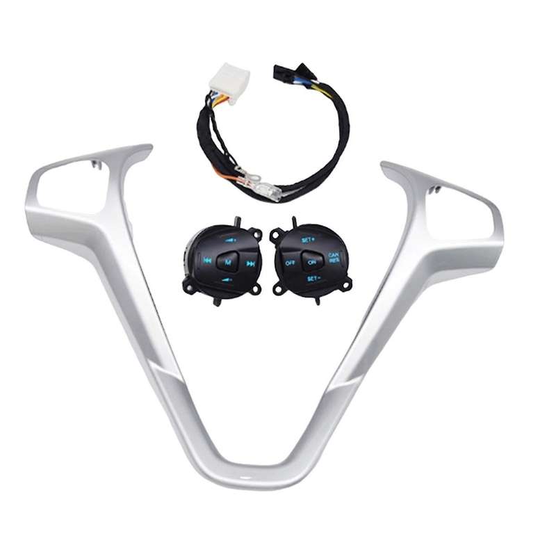 for Fiesta MK7 MK8 Escort Ecosport Car Blue LED Cruise Switch Button with Steering Wheel Trim Frame