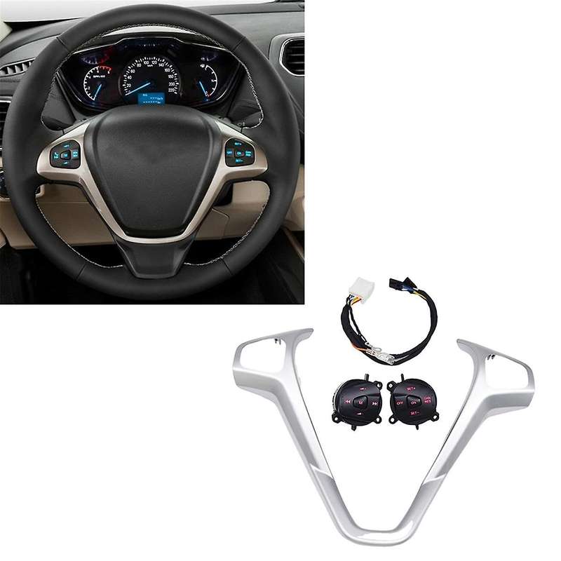 for Fiesta MK7 MK8 Escort Ecosport Car Red LED Cruise Switch Button with Steering Wheel Trim Frame