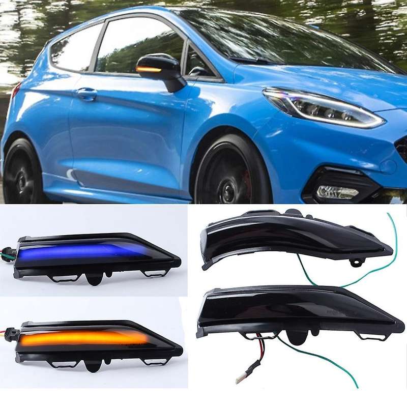 for Fiesta ST Line MK8 2019+ Car LED Dynamic Side Rearview Mirror Light Turn Signal Indicator Blue+Y