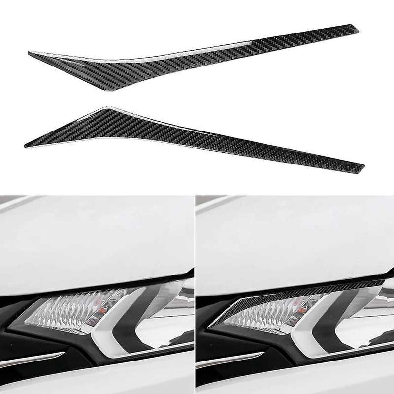 for Fit Jazz 2014-2016 Carbon Fiber Headlights Eyebrows Cover Eyelash head light lamp Stickers Car A