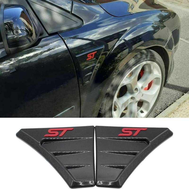 for Focus 2 2004-2012 ST Style Bright Black Side Wing Air Flow Grill Intake Vent Trim