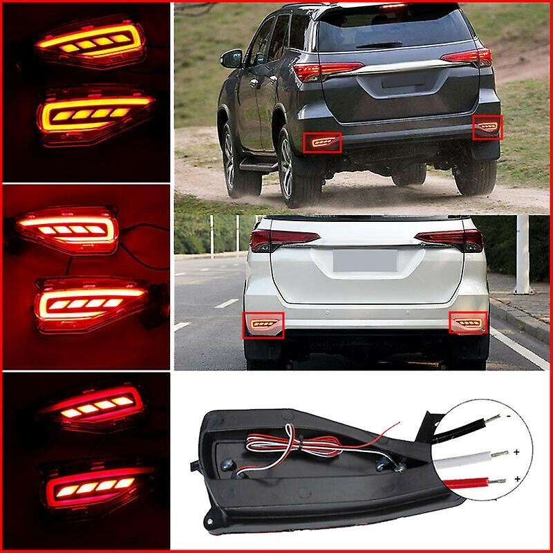 for Fortuner 2016-2019 LED Rear Bumper Fog Light with Turn Signal Brake Light Lamp Reflector Driving