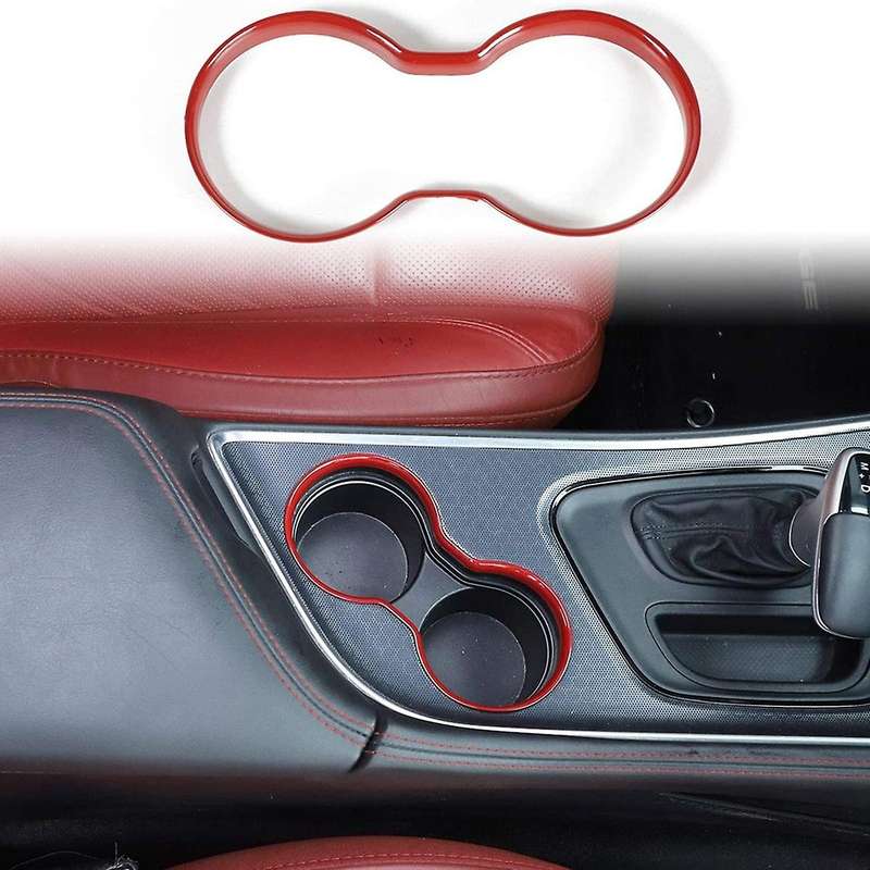 for Front Cup Holder Trim Cover ABS Interior Accessories for 2015-2020 (Red)