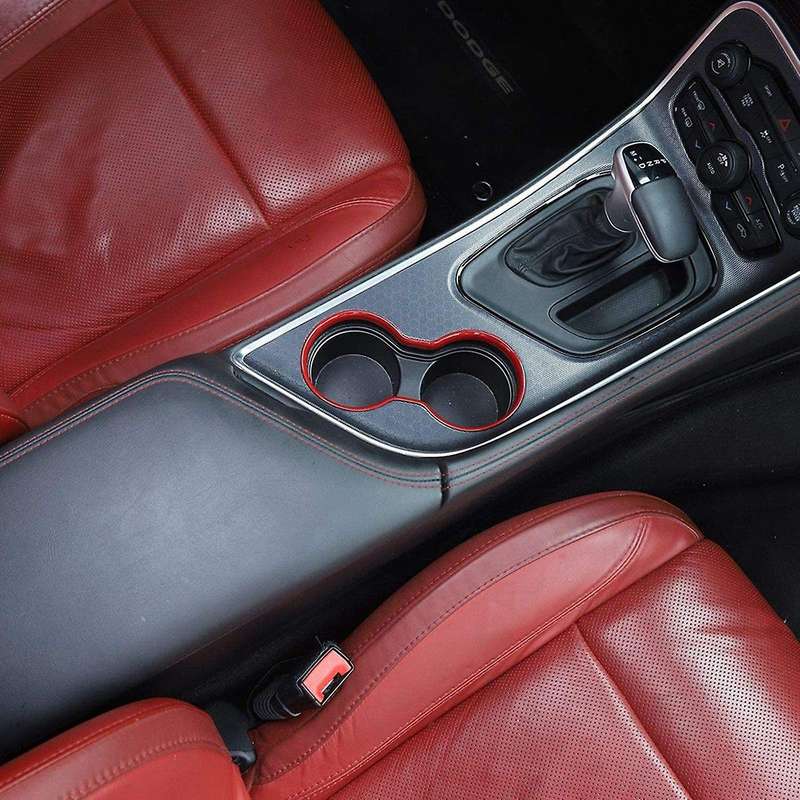 for Front Cup Holder Trim Cover ABS Interior Accessories for 2015-2020 (Red)