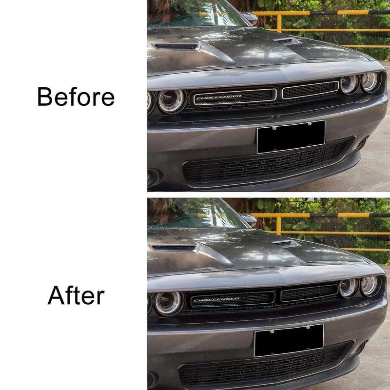for Front Grille Inserts Front Grill Frame Trim 2015 2016 2017 2018 2019 2020, Black 2PCS
