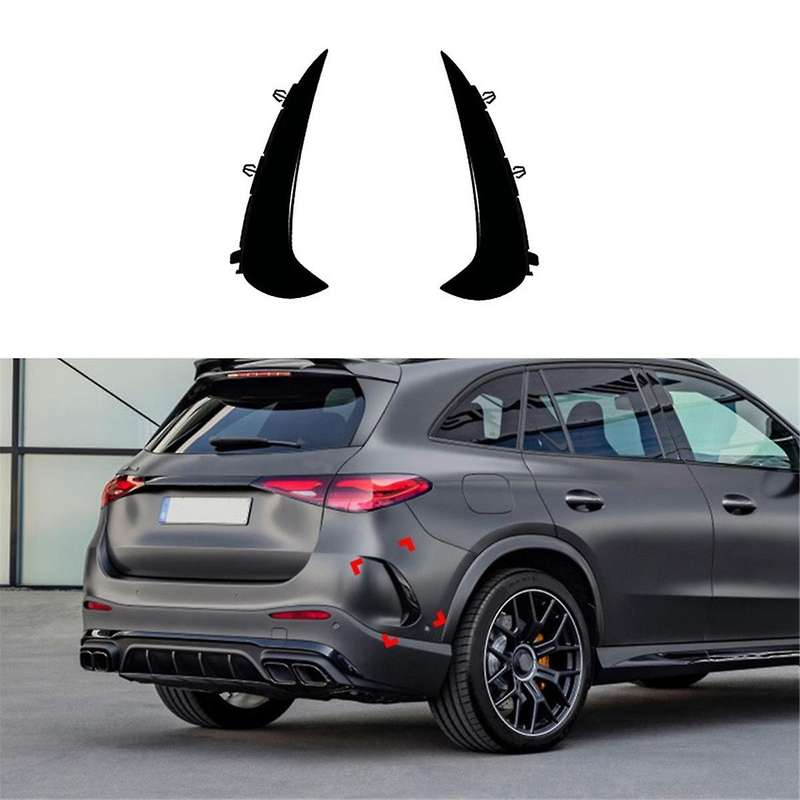 for GLC Class X254 Line 2023 2024 Rear Bumper Trim Lip Spoiler Canards Fins, Black
