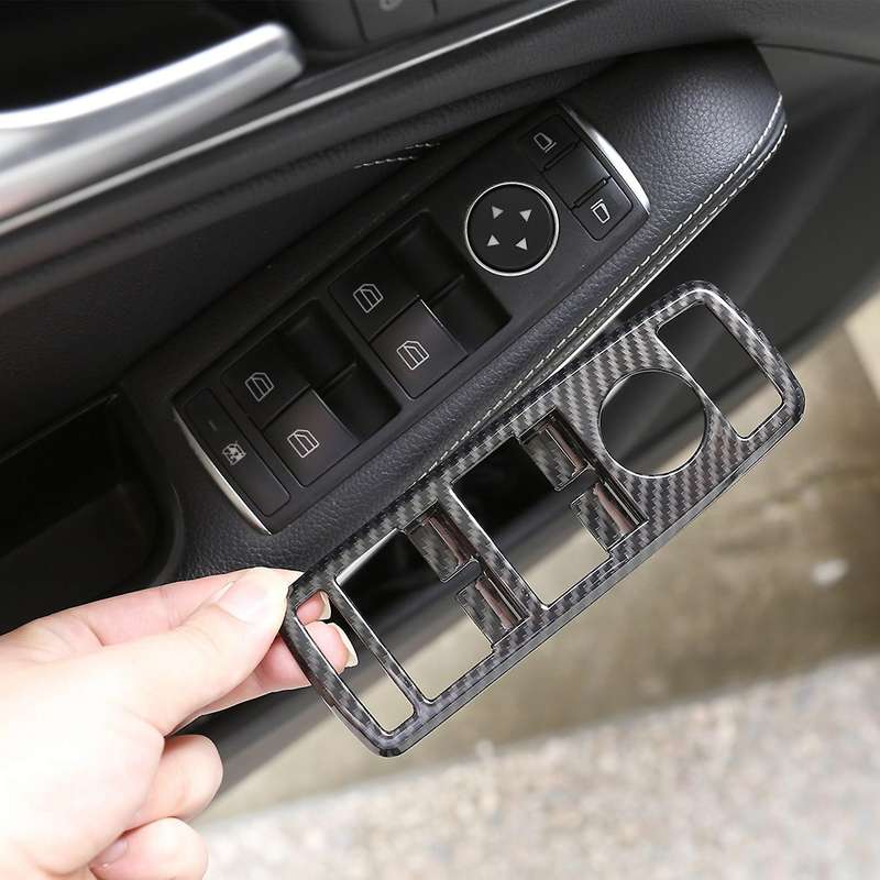 for GLS 6Pcs Carbon Fiber ABS Door Window Switch Panel Cover Car Stylings Trim