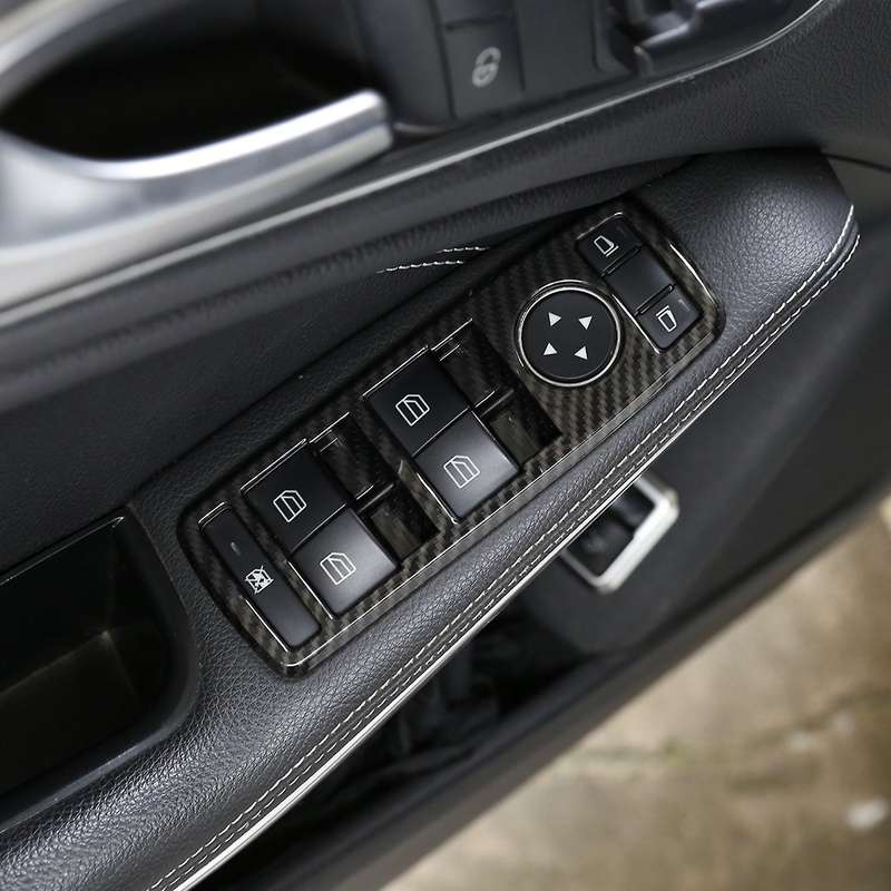 for GLS 6Pcs Carbon Fiber ABS Door Window Switch Panel Cover Car Stylings Trim